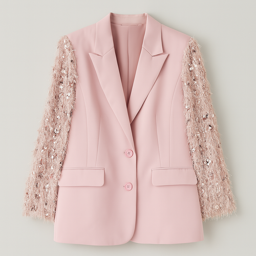 The Briar Sparkle Feather Blazer – Pink S | Nora Elle