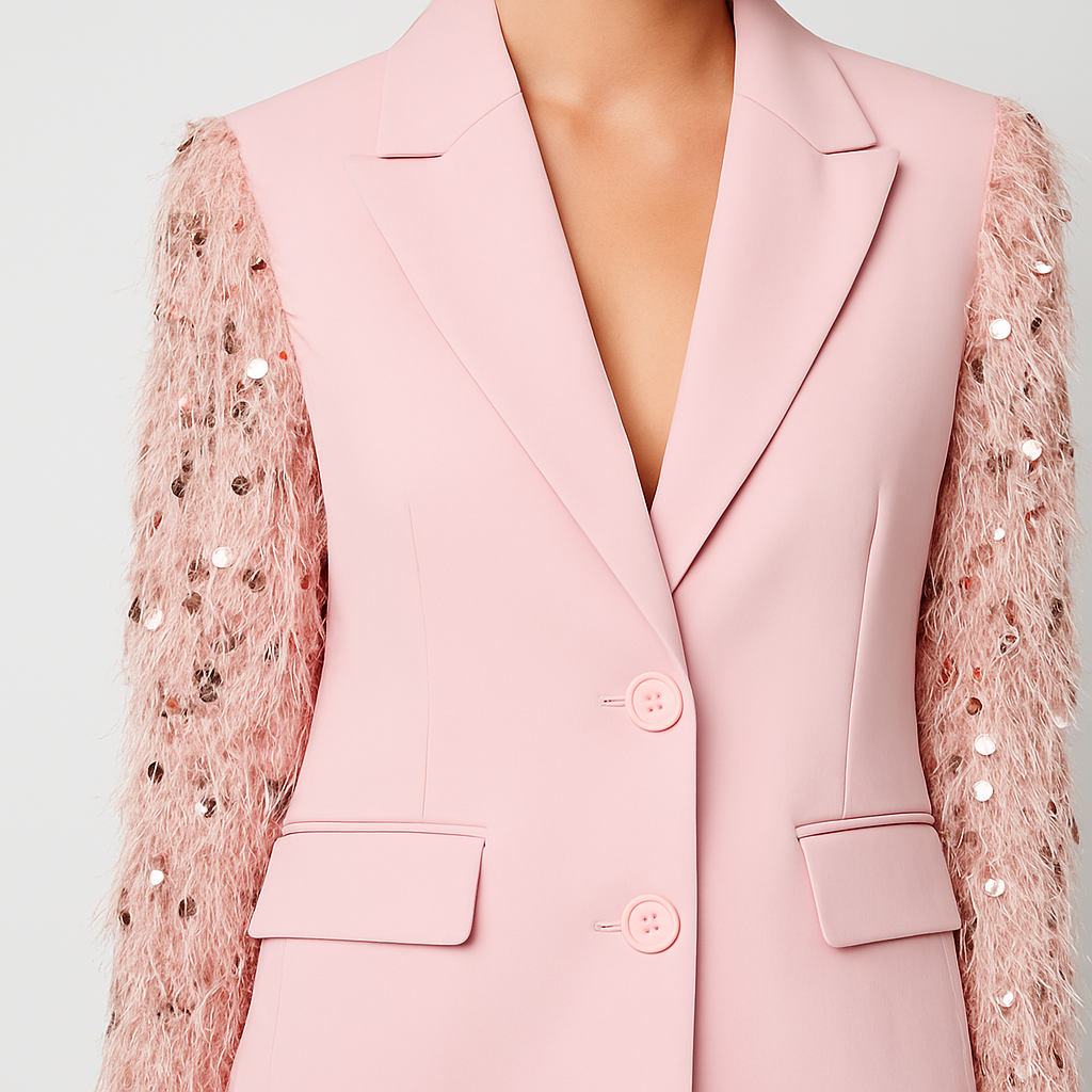 The Briar Sparkle Feather Blazer – Pink S | Nora Elle