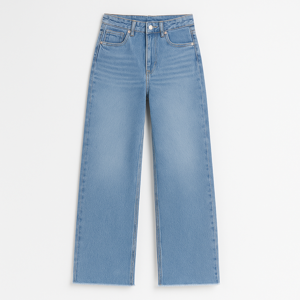 Women’s wide-leg jeans with a high-rise waist and relaxed fit, crafted from premium denim for effortless style.
