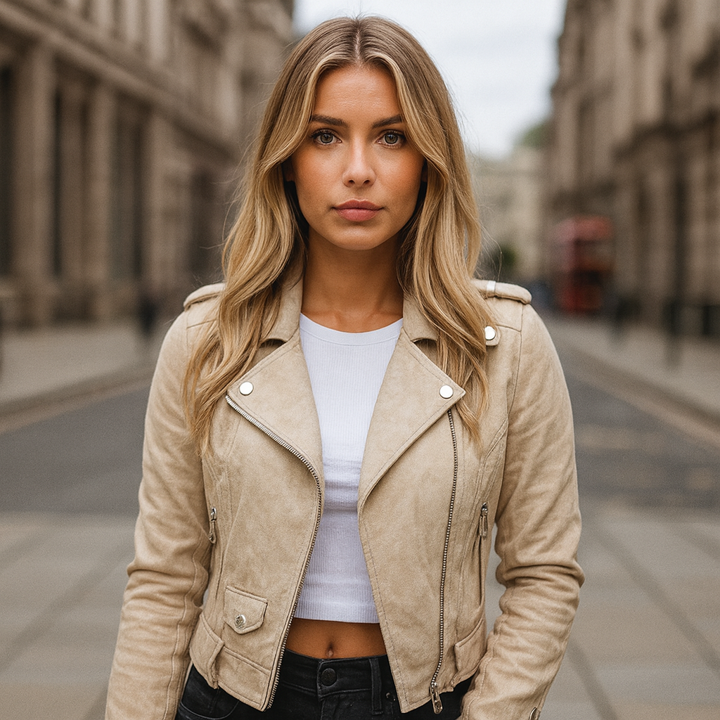 The Liora Suede Moto Jacket