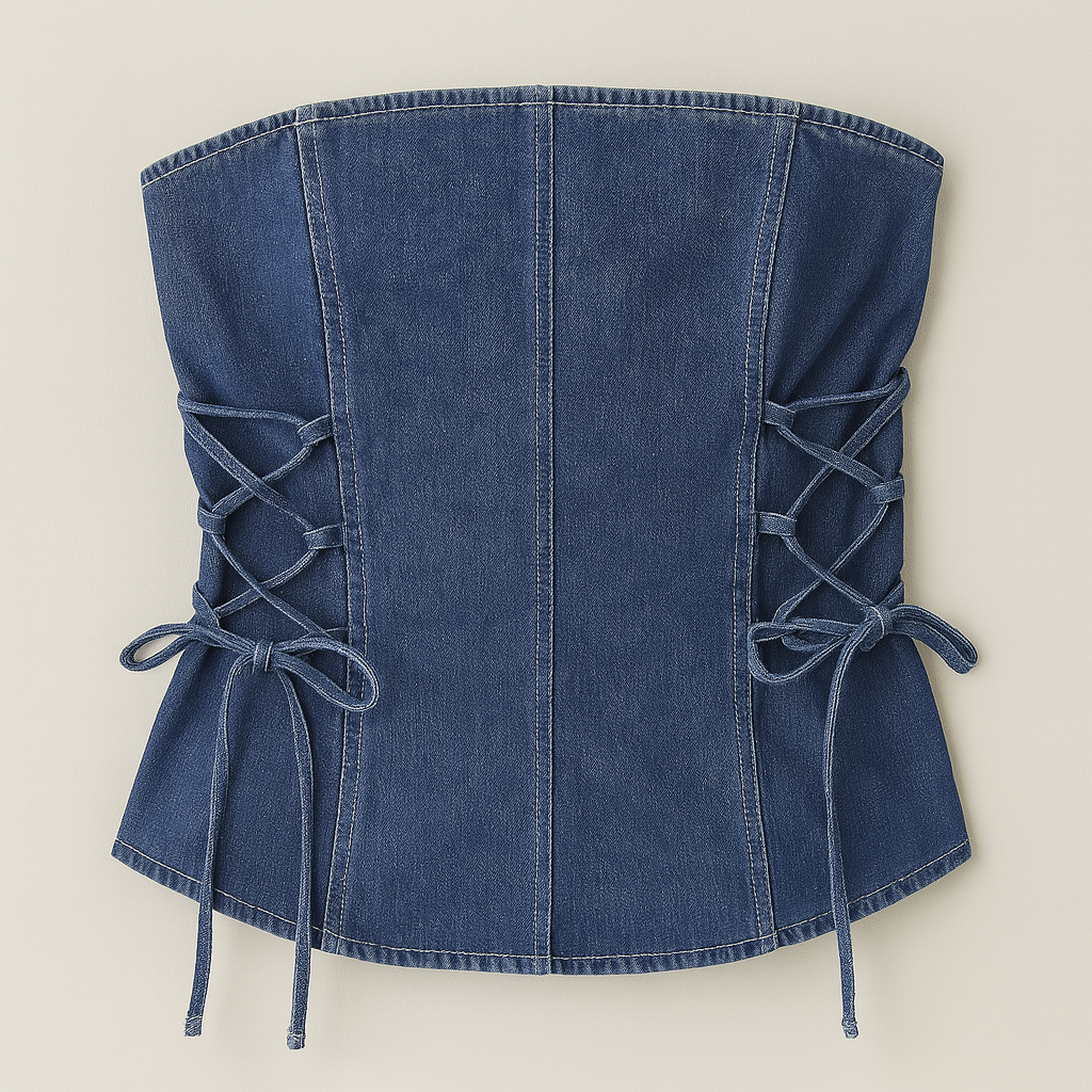 The Amanda Denim Lace Tube Top – Blue S | Nora Elle