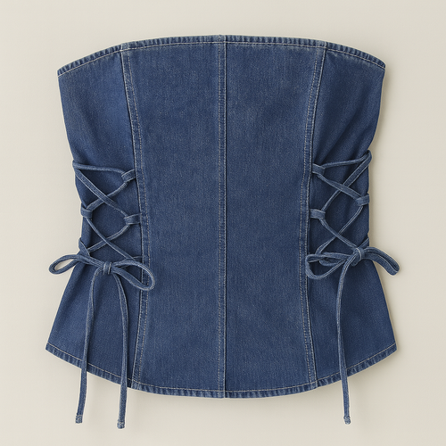 The Amanda Denim Lace Tube Top – Blue S | Nora Elle
