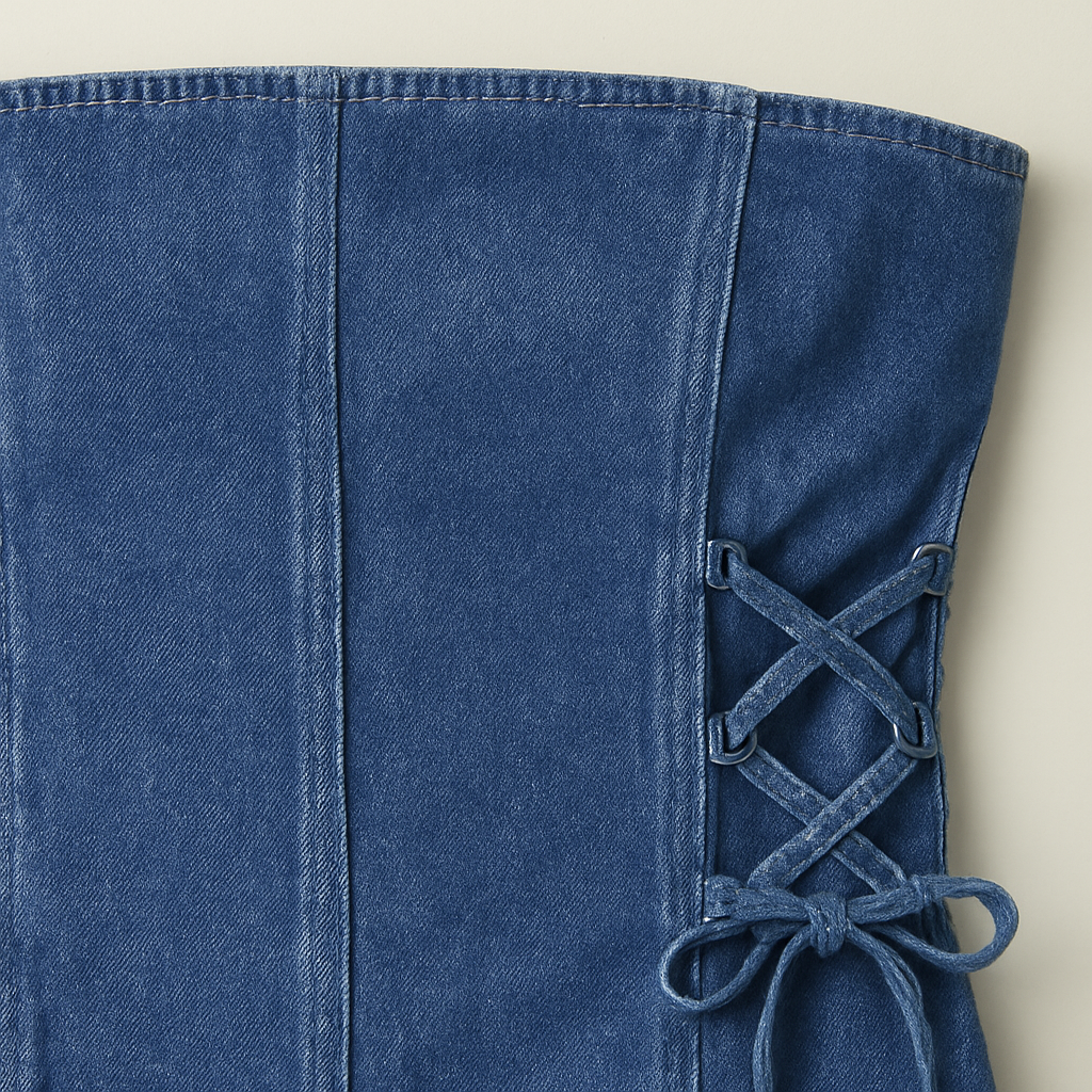 The Amanda Denim Lace Tube Top – Blue S | Nora Elle