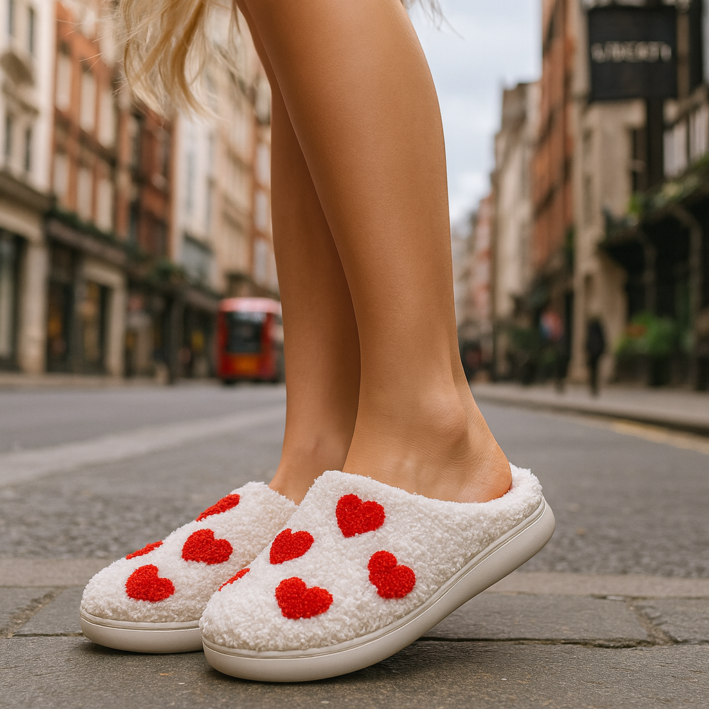 The Amara Heart Knit Slippers