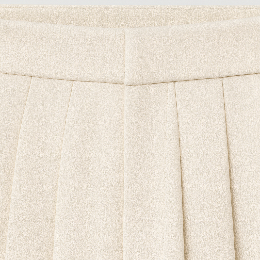Women’s pleated trousers with a high-rise waist and straight-leg fit, featuring soft front pleats and tailored elegance.