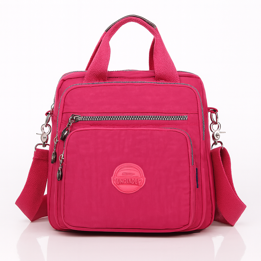 Versatile multifunctional bag that converts from crossbody to backpack, featuring adjustable straps, multiple compartments, and sleek modern design for travel or daily wear