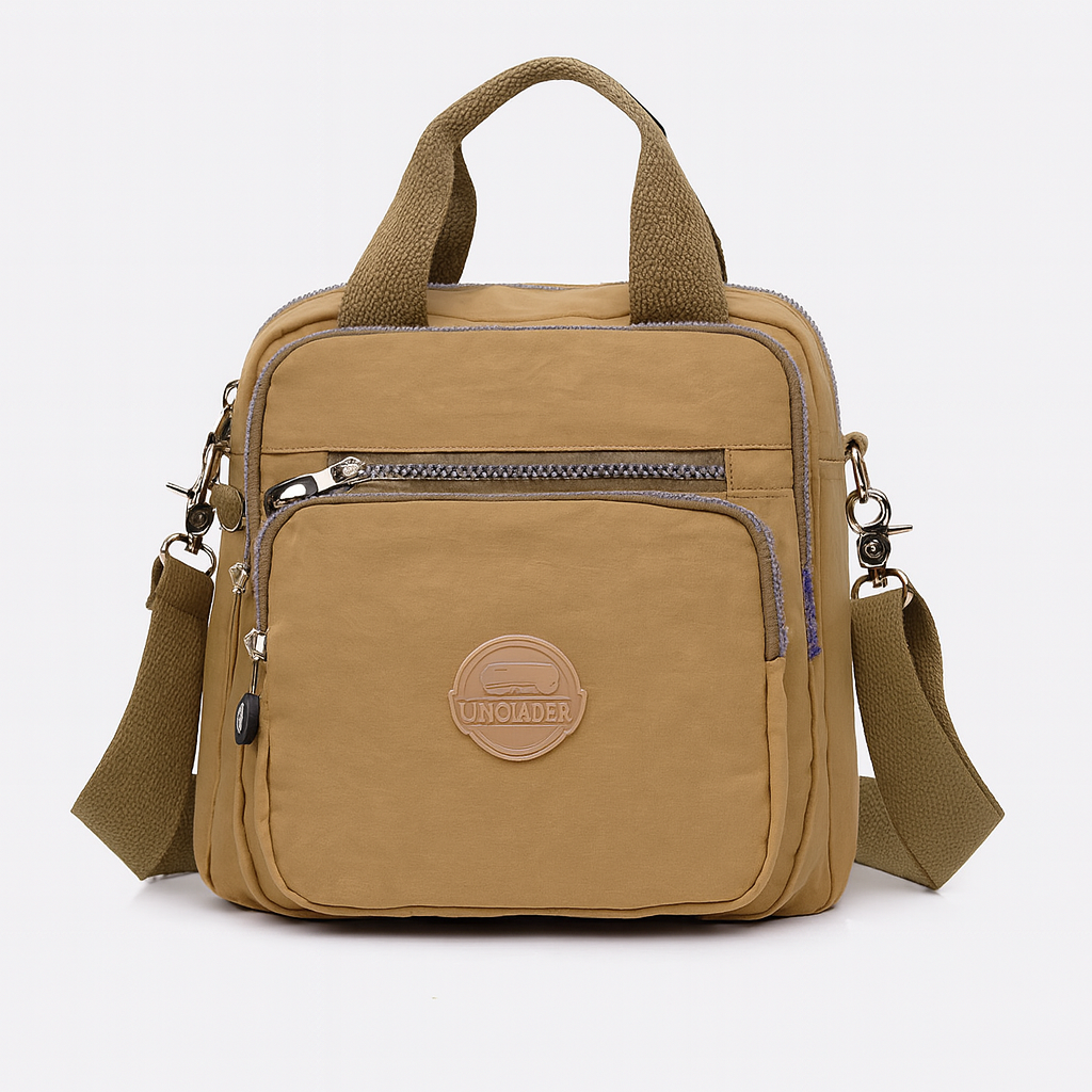 Versatile multifunctional bag that converts from crossbody to backpack, featuring adjustable straps, multiple compartments, and sleek modern design for travel or daily wear