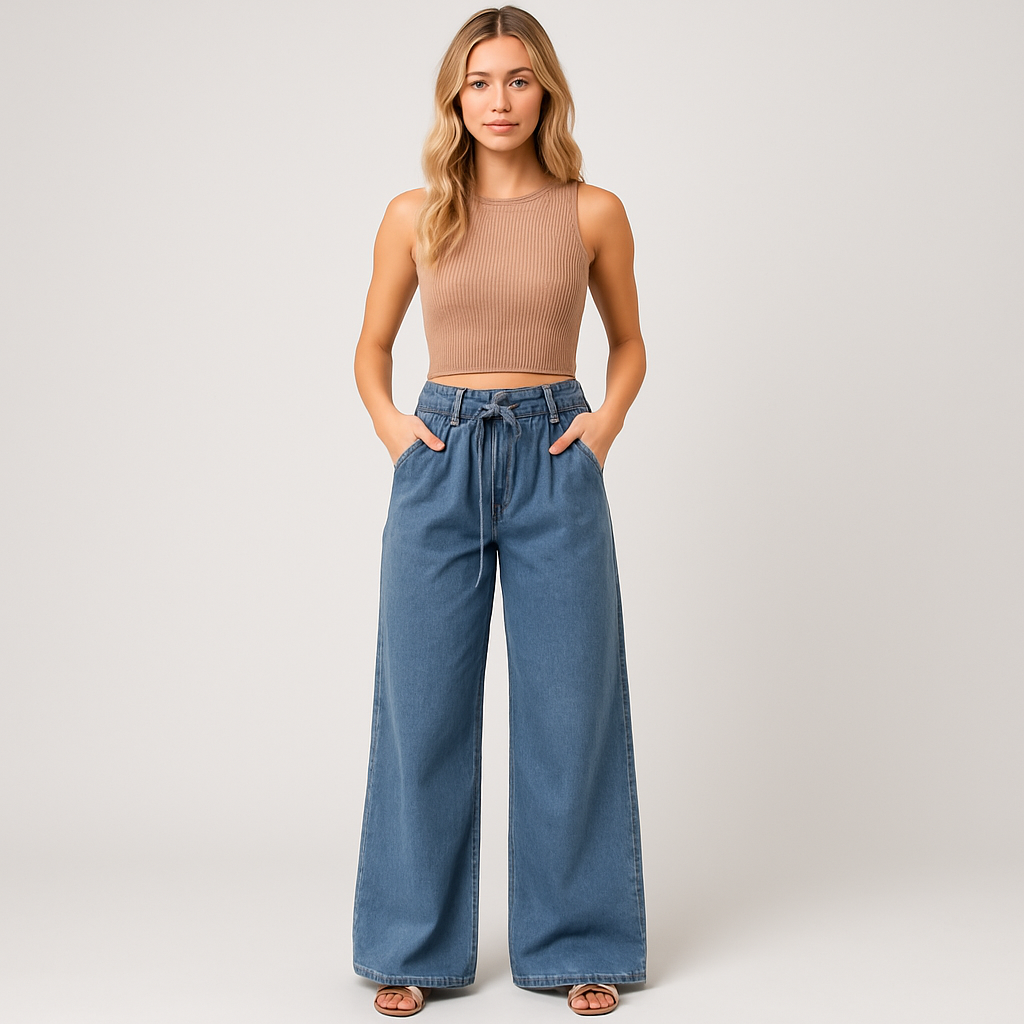 The Arlo Drawstring Wide-Leg Jeans