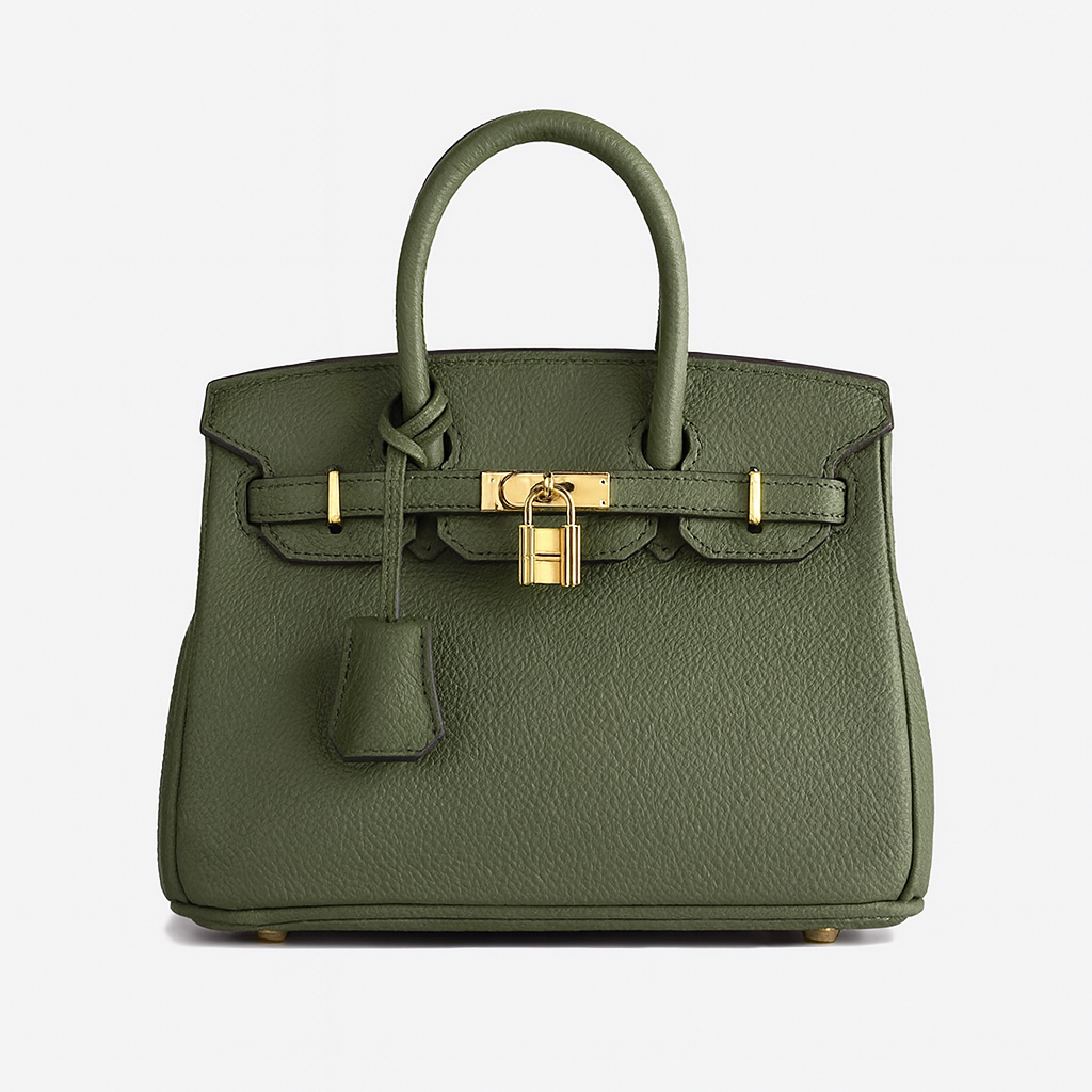 Structured leather tote bag with top handles, spacious interior, detachable shoulder strap, and sleek minimalist design for work or travel