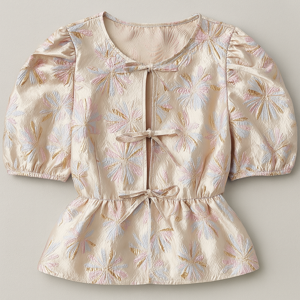 The Callie Bloom Top – Beige S | Nora Elle