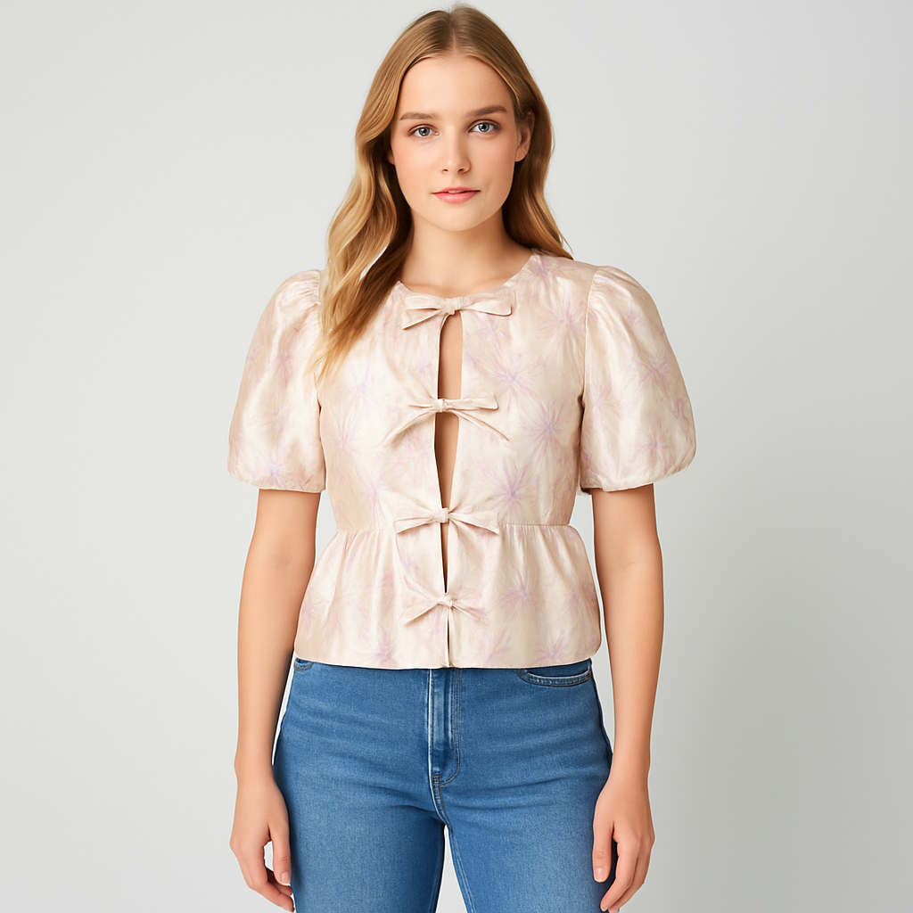 The Callie Bloom Top – Beige S | Nora Elle
