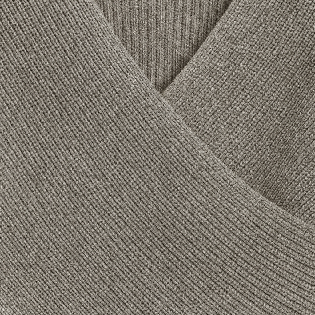 The Chic Grey Wrap-Style Knit Sweater