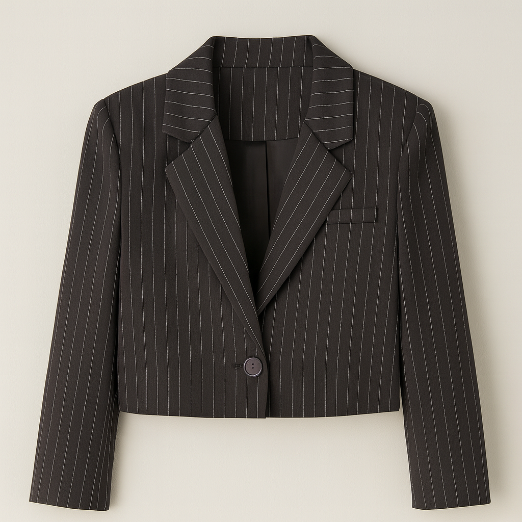 The Cleo Pinstripe Cropped Blazer – Grey S | Nora Elle