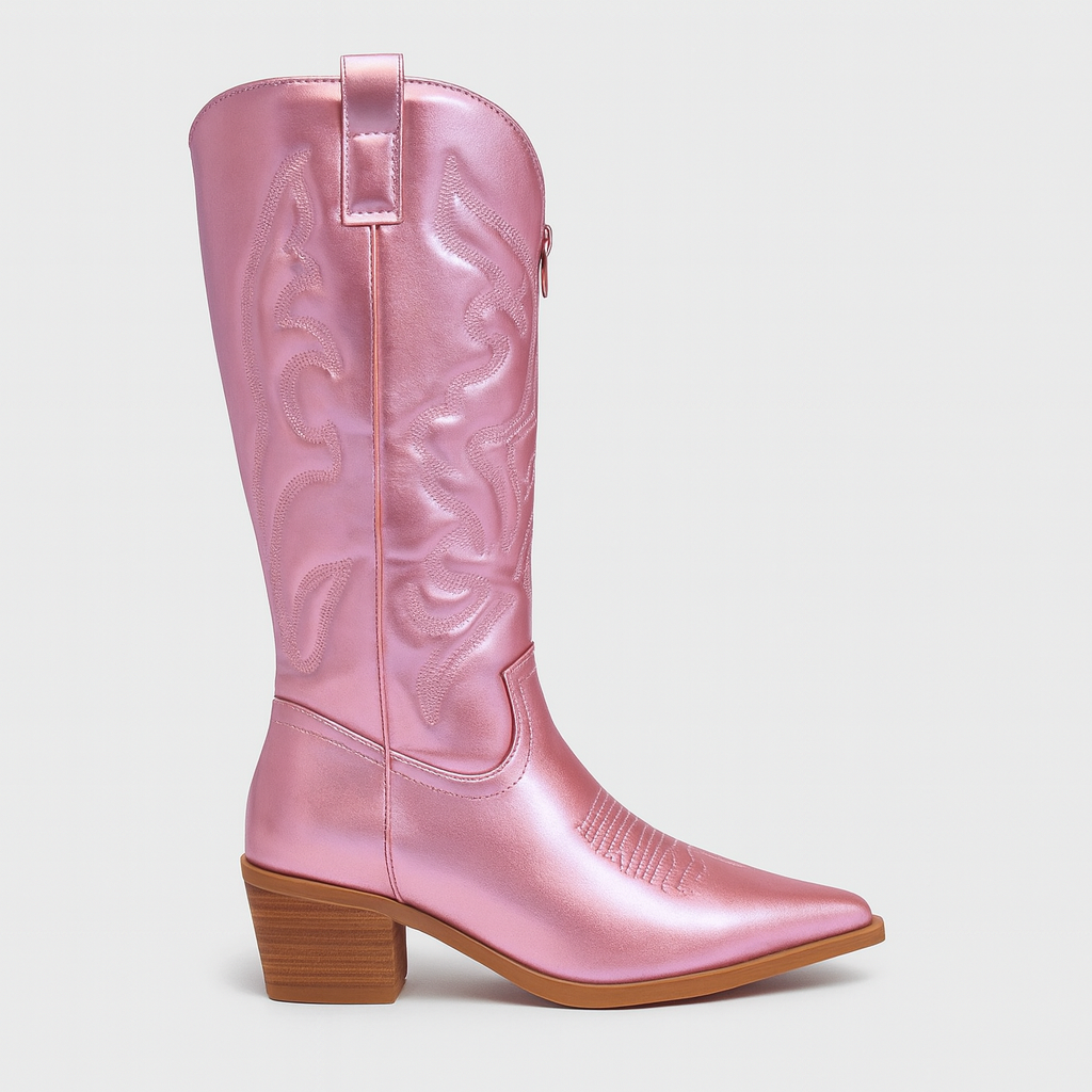 The Elara Metallic Western Boots