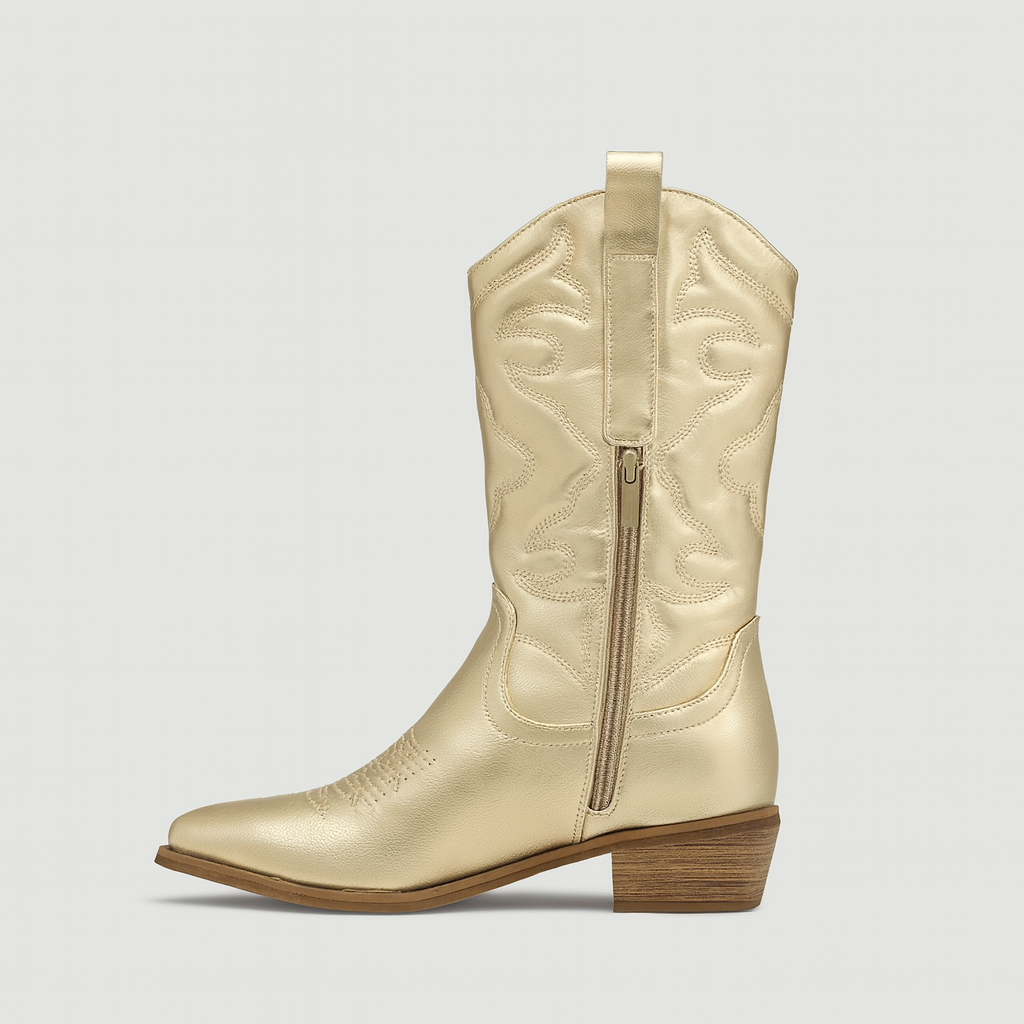 The Elara Metallic Western Boots