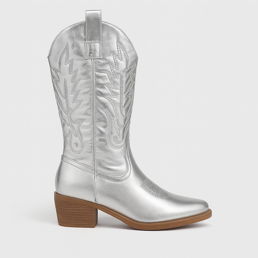 The Elara Metallic Western Boots