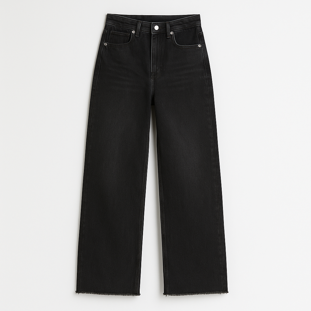 Women’s wide-leg jeans with a high-rise waist and relaxed fit, crafted from premium denim for effortless style.