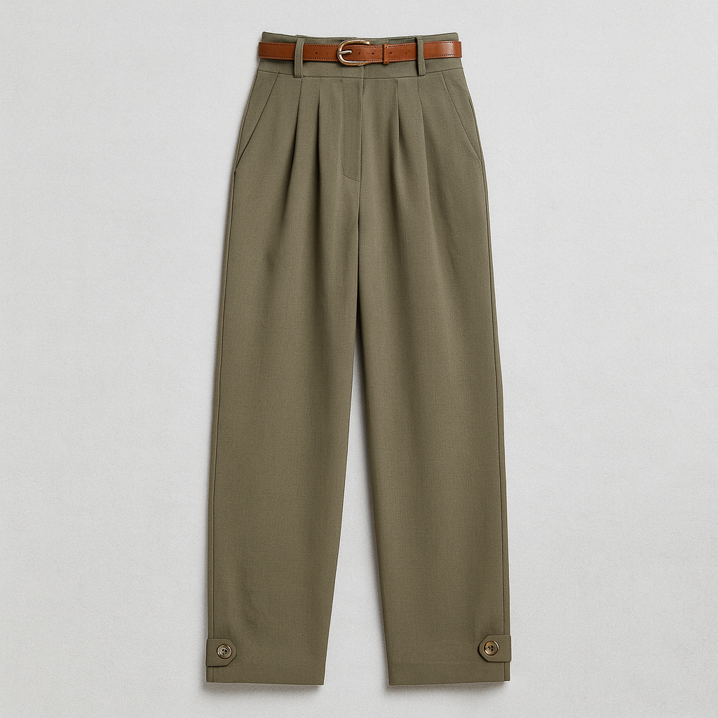 Women’s cropped trousers with a high-rise waist and slim tailored fit, perfect for smart-casual outfits.