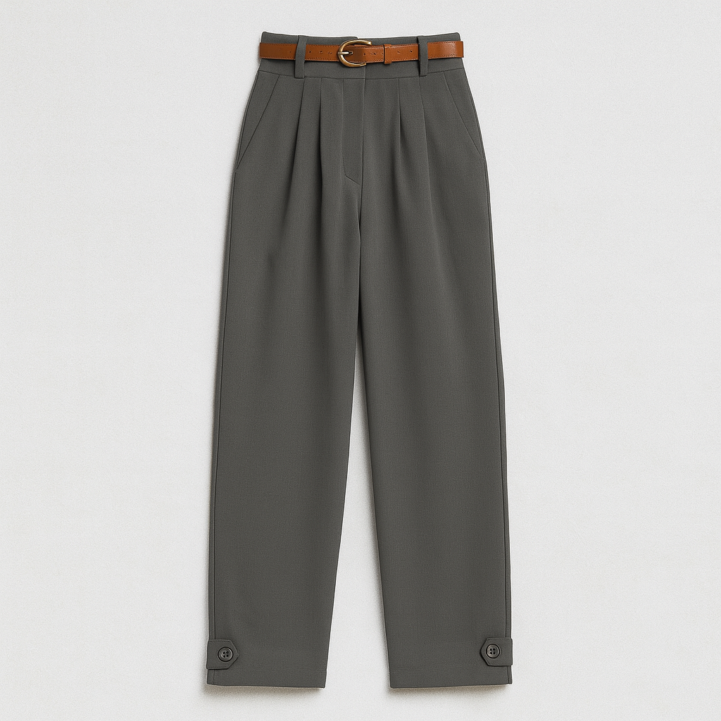 Women’s cropped trousers with a high-rise waist and slim tailored fit, perfect for smart-casual outfits.