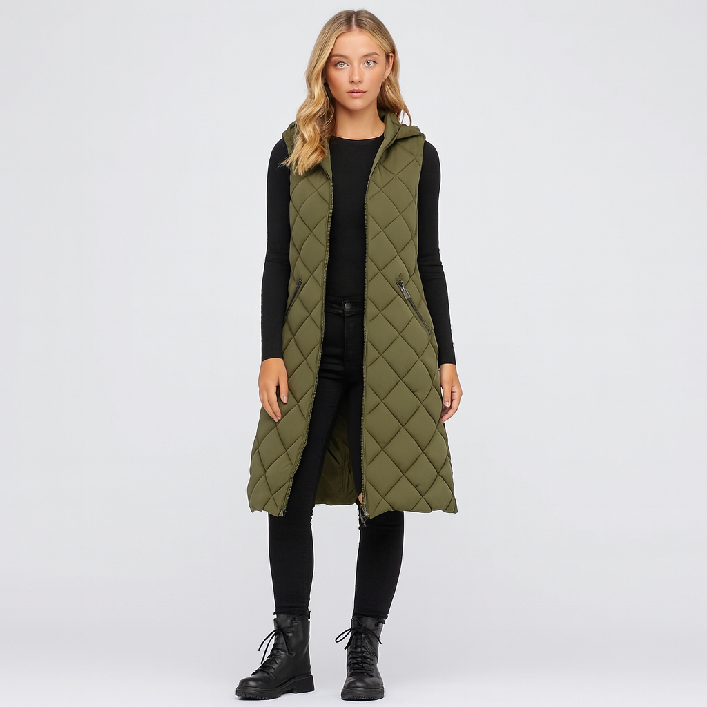 The Harriet Quilted Longline Vest