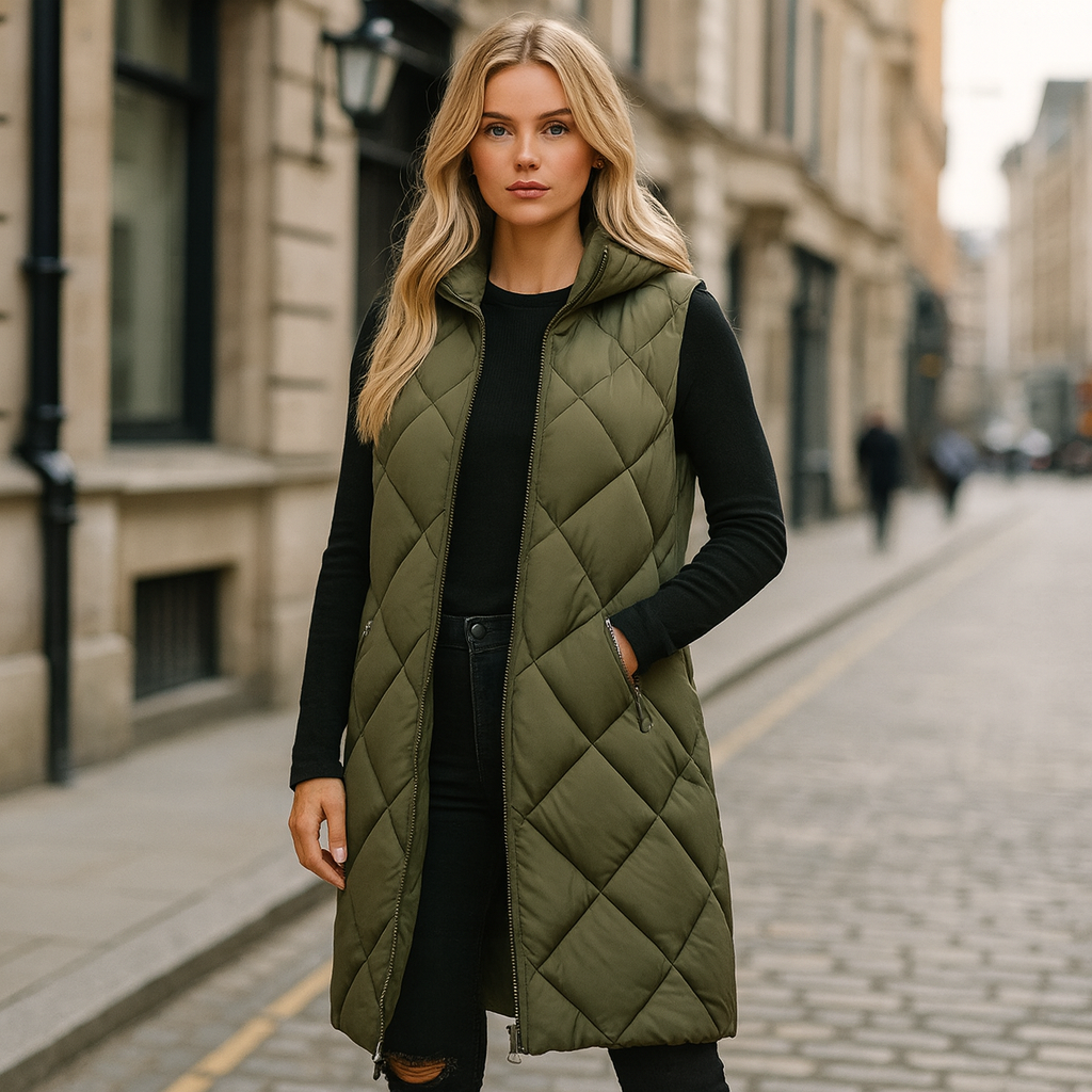 The Harriet Quilted Longline Vest