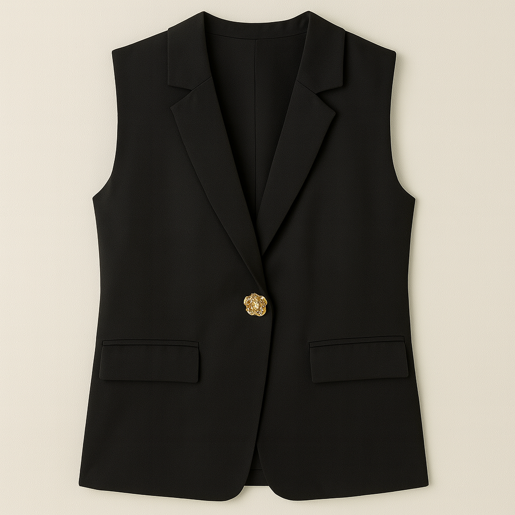 The Khalani Sleeveless Blazer – Black S | Nora Elle