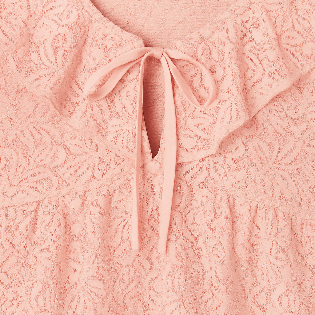 The Kiera Lace Ruffle Top – Pink S | Nora Elle