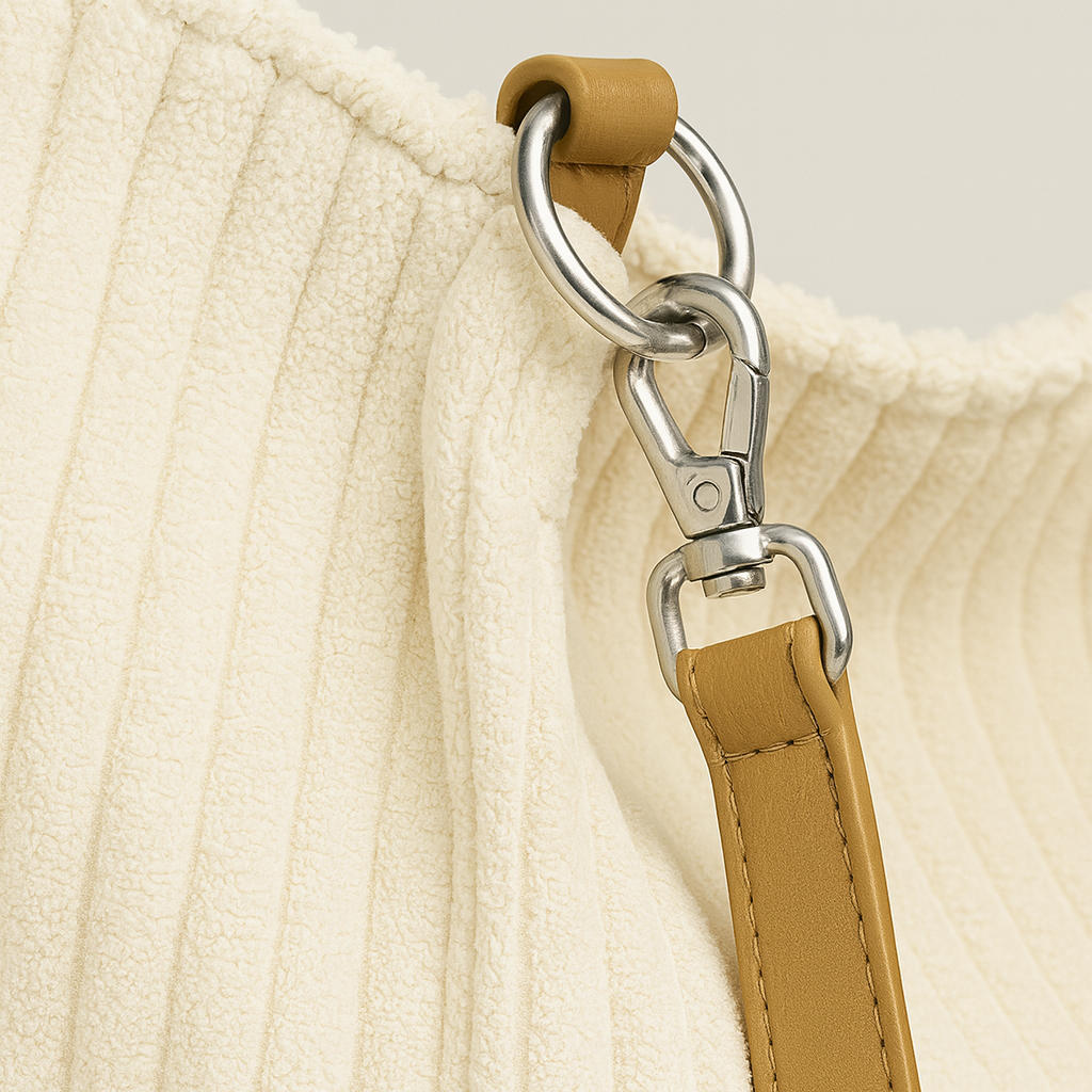 Casual corduroy tote bag with soft textured fabric, spacious open interior, sturdy handles, and relaxed everyday design
