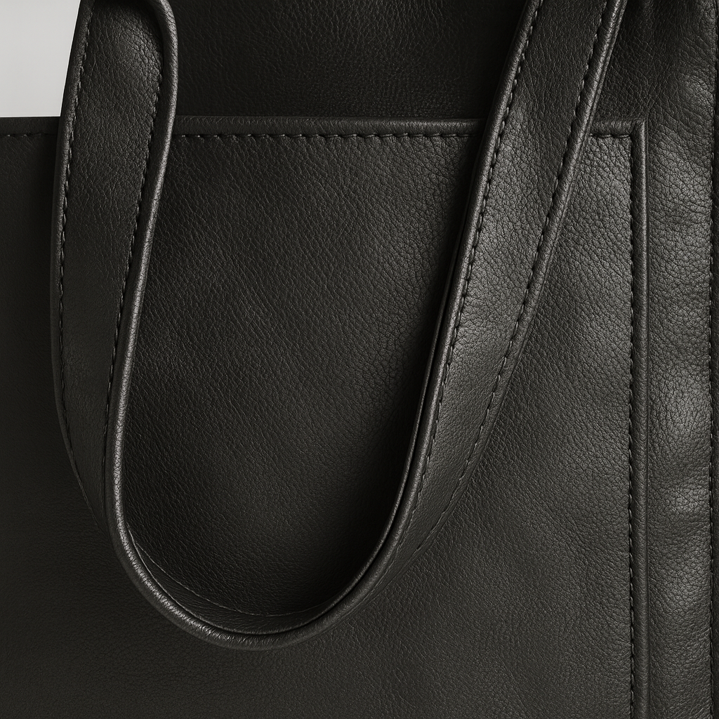 tote bag with long shoulder straps, large front pocket, and spacious interior.
