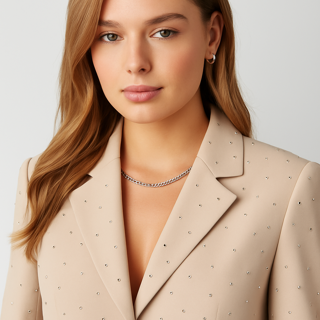 The Lisa Embellished Lace-Up Blazer – Beige S | Nora Elle