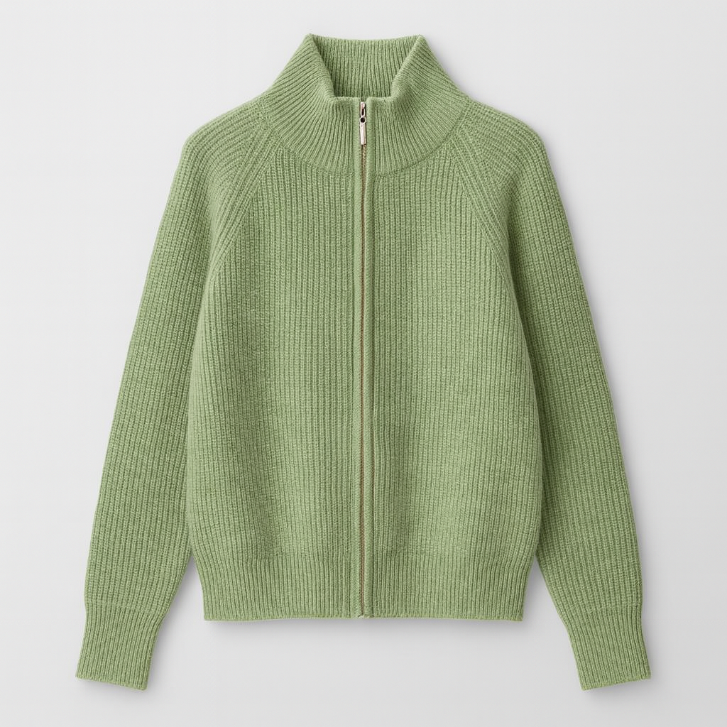 The Livia Zip-Up Wool Cardigan