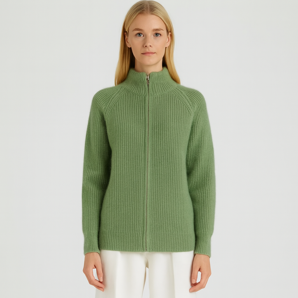 The Livia Zip-Up Wool Cardigan