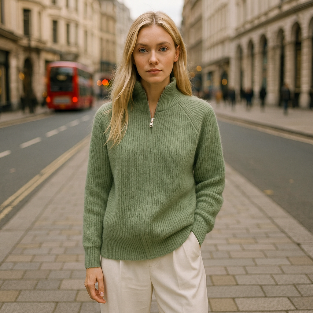 The Livia Zip-Up Wool Cardigan