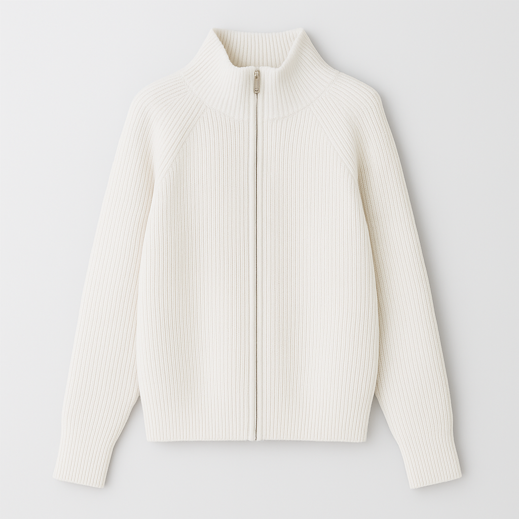 The Livia Zip-Up Wool Cardigan