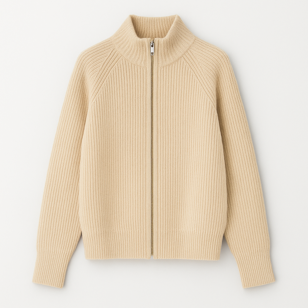 The Livia Zip-Up Wool Cardigan