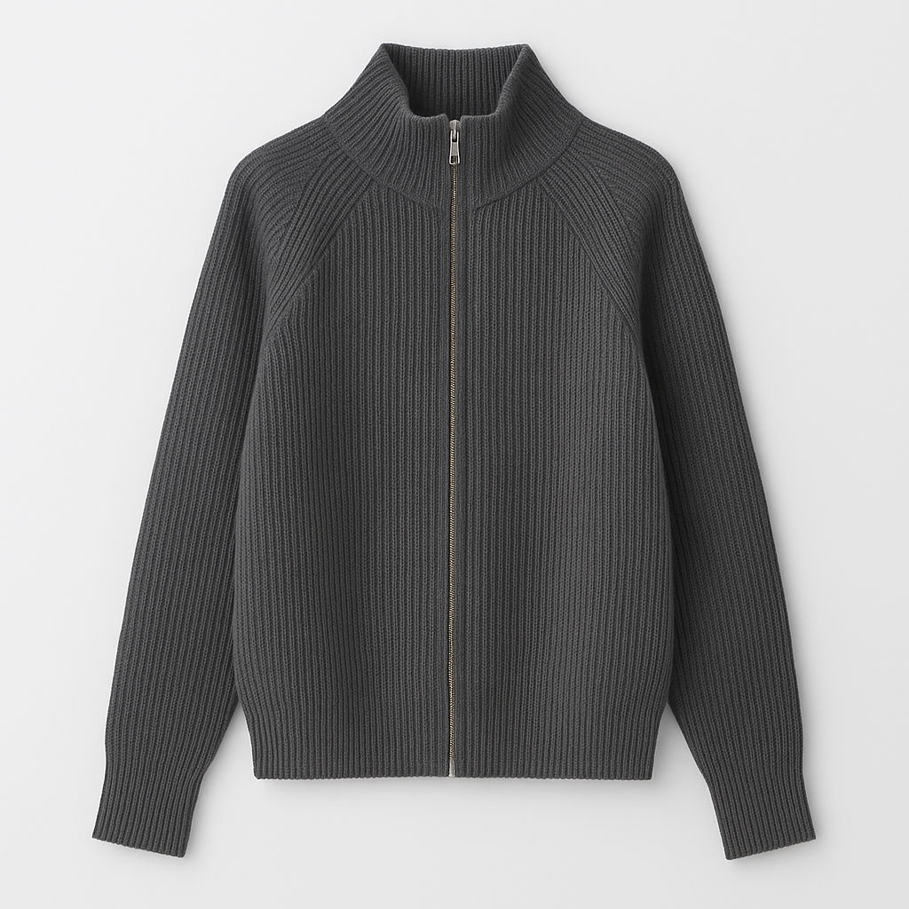 The Livia Zip-Up Wool Cardigan