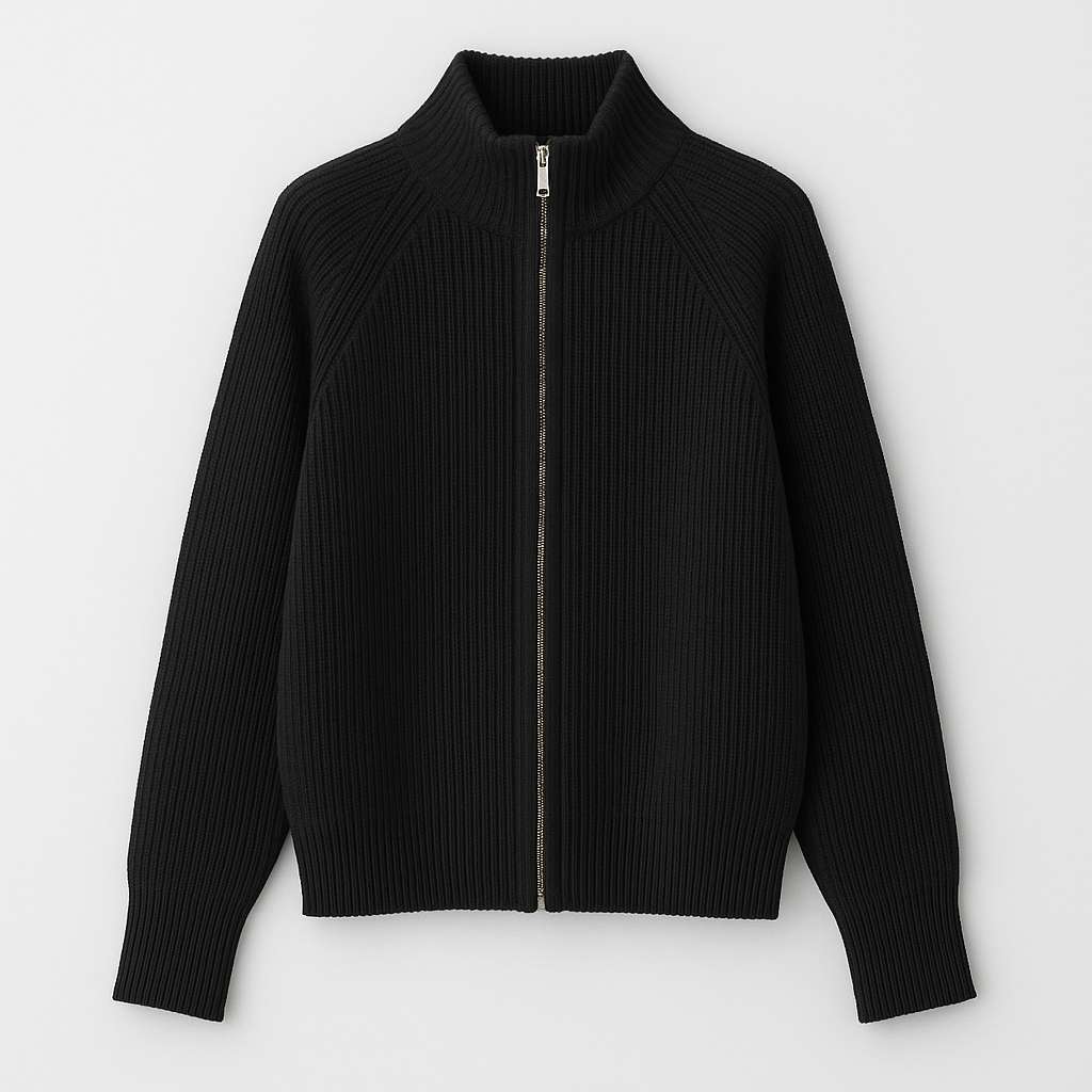 The Livia Zip-Up Wool Cardigan