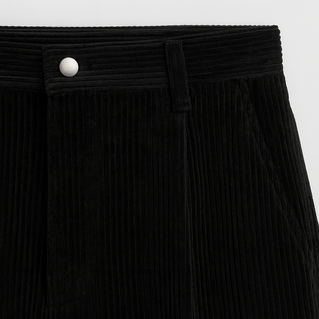 Women’s corduroy trousers with a high-rise waist and straight-leg fit, crafted from soft textured cord fabric.