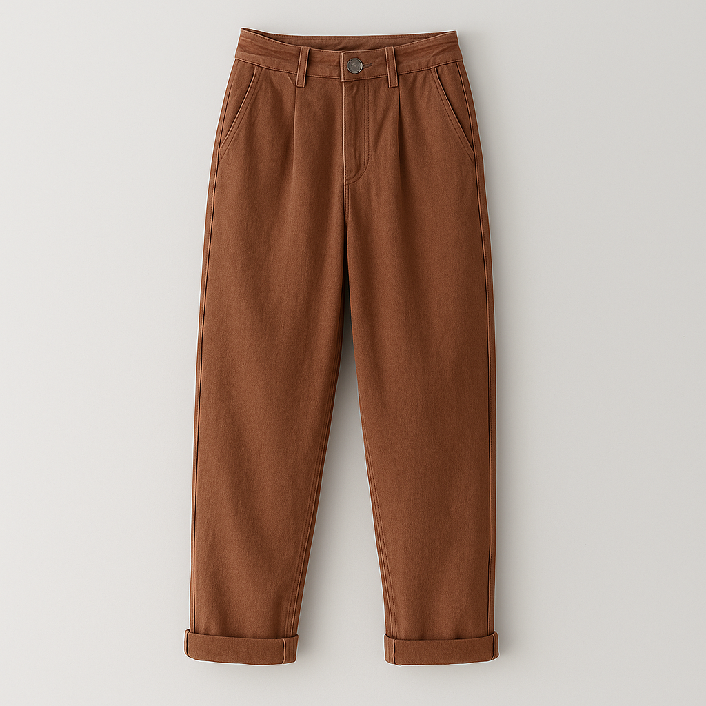 Women’s corduroy trousers with a high-rise waist and straight-leg fit, crafted from soft textured cord fabric.