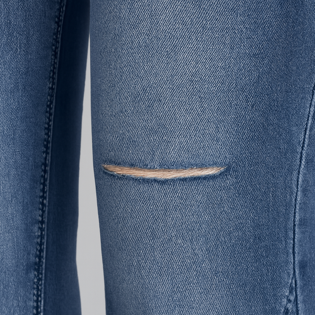 Women’s flare jeans with a high-rise waist and slim fit through the thigh, flaring out from the knee for a vintage look.
