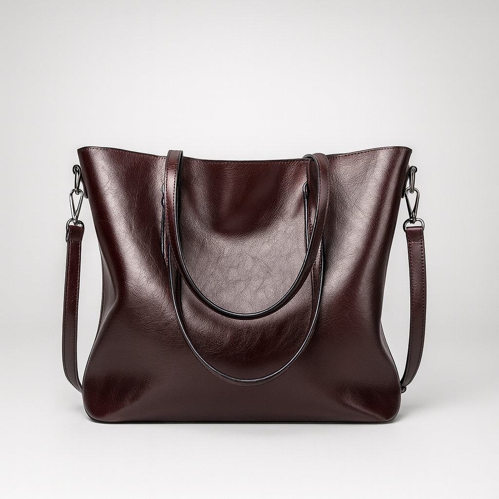 tote bag with dual top handles, detachable shoulder strap, and spacious interior.