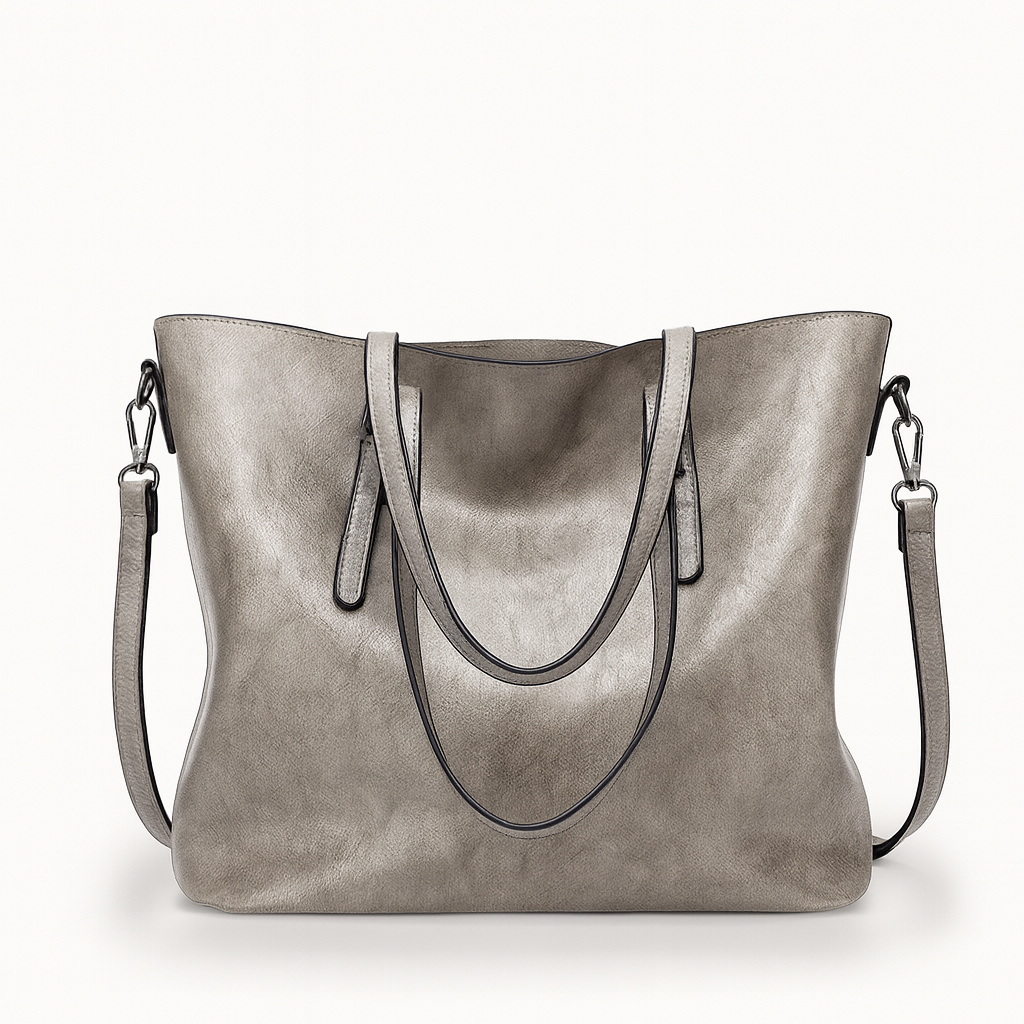 tote bag with dual top handles, detachable shoulder strap, and spacious interior.