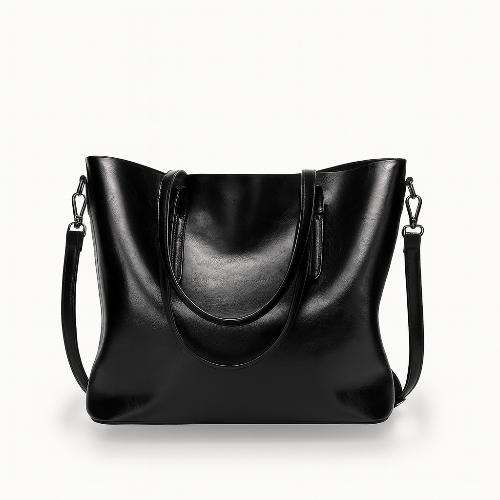 tote bag with dual top handles, detachable shoulder strap, and spacious interior.