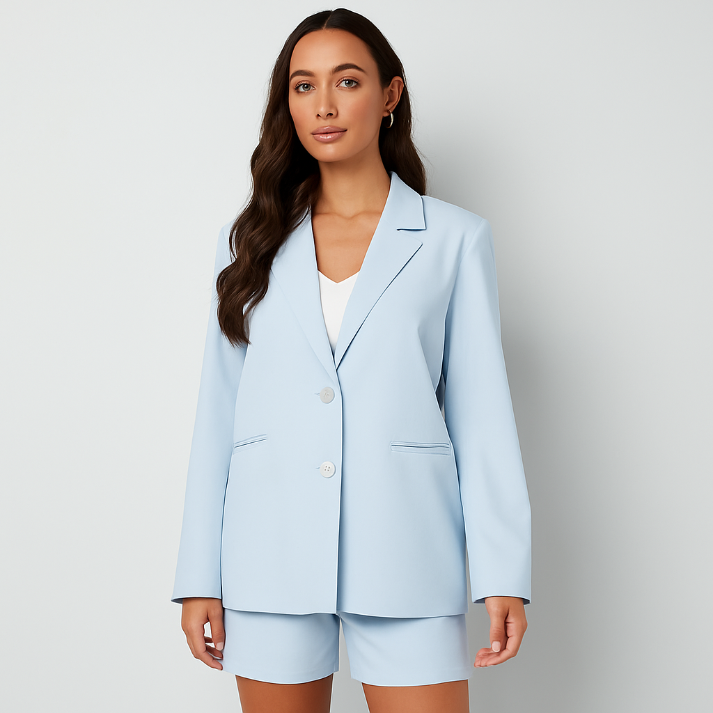 The Nancy Two-Button Blazer – Blue S | Nora Elle