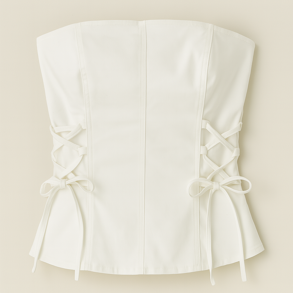 The Nina Denim Lace Tube Top – White S | Nora Elle