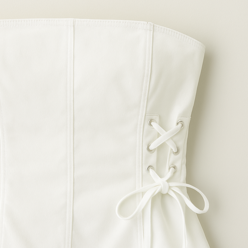 The Nina Denim Lace Tube Top – White S | Nora Elle