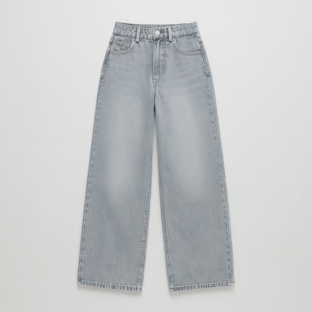 Women’s wide-leg jeans with a high-rise waist and relaxed full-length fit, crafted from soft premium denim.