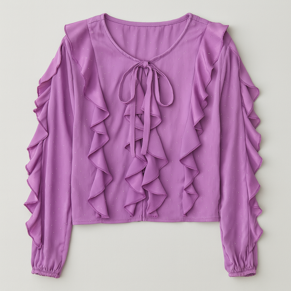 The Romy Ruffle Blouse – Purple S | Nora Elle