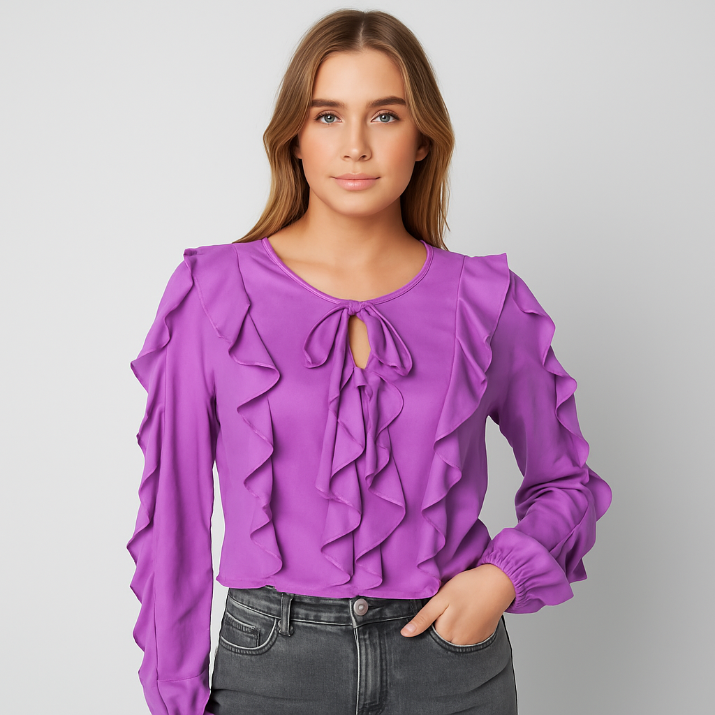 The Romy Ruffle Blouse – Purple S | Nora Elle