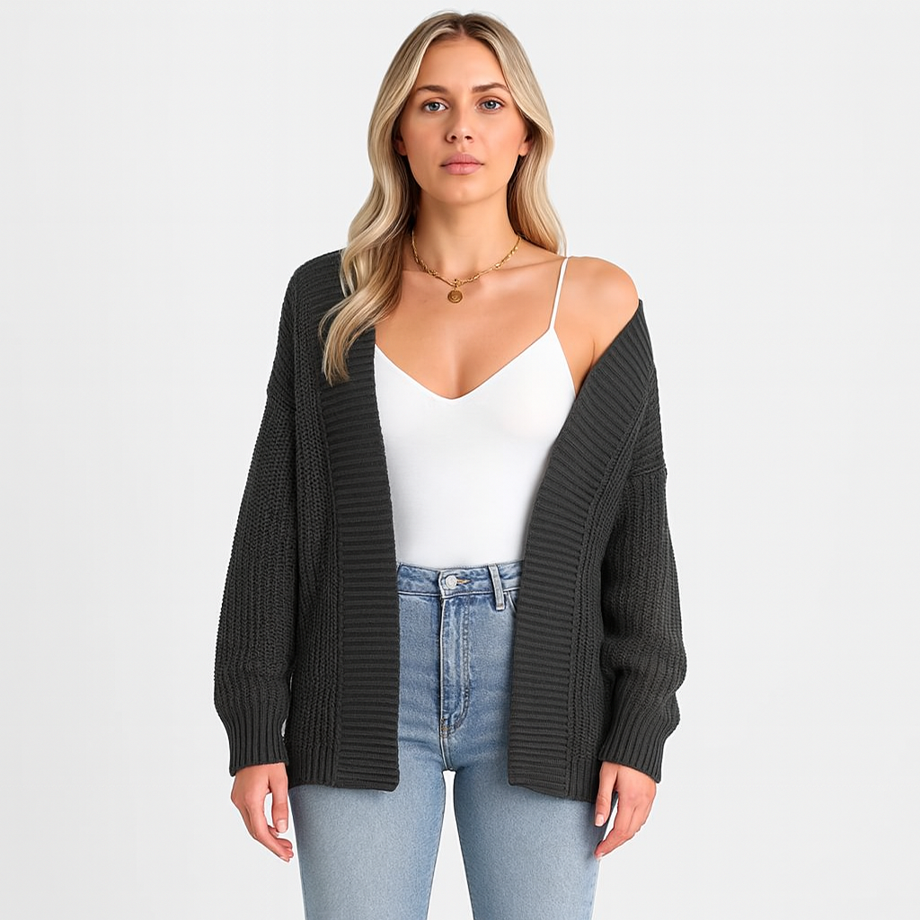 The Selene Charcoal Knit Cardigan